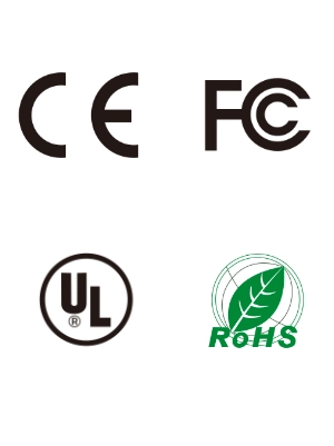 certs CE, FCC, UL, RoHS certificates icons